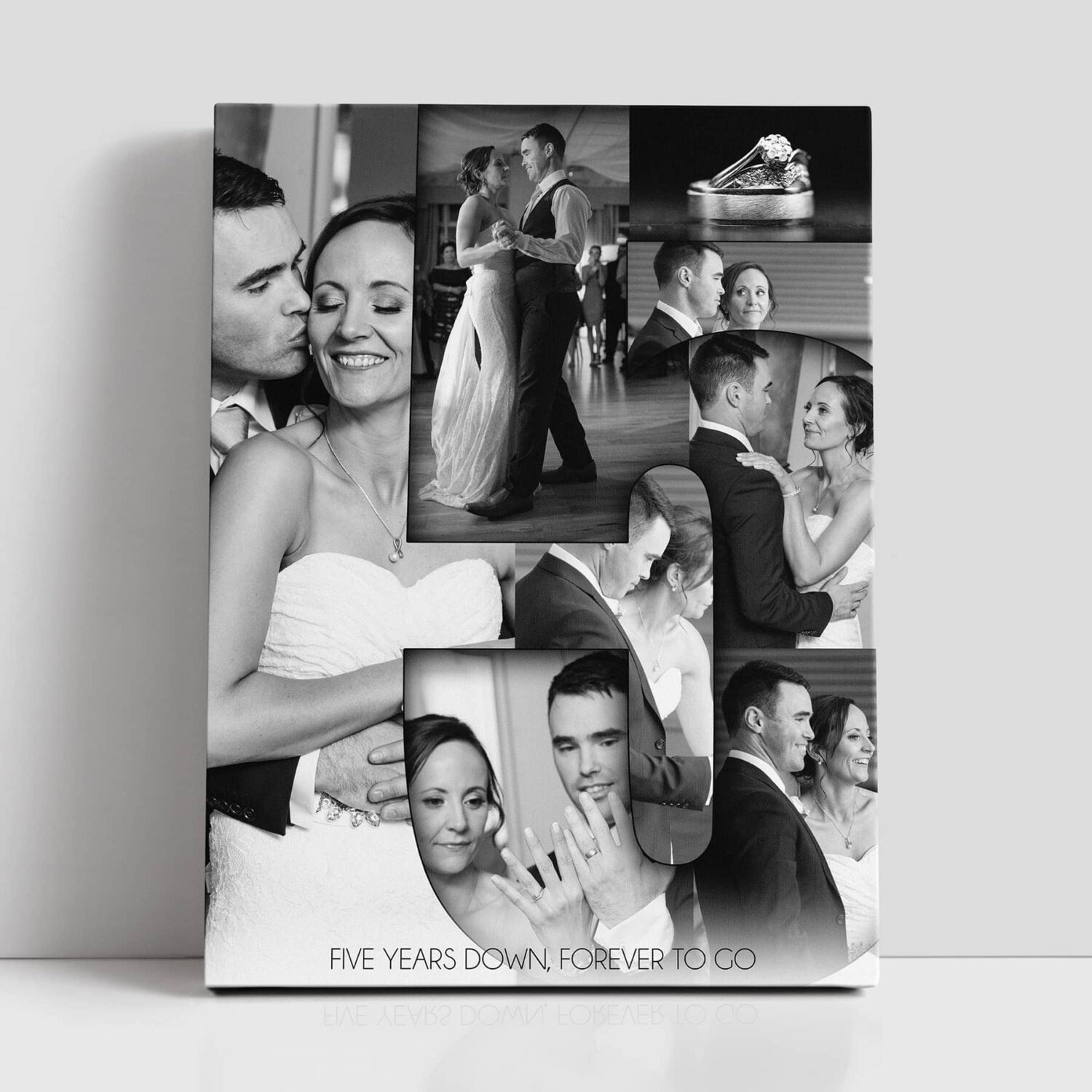 Five Years Down Personalised 5th Wedding Anniversary Canvas
