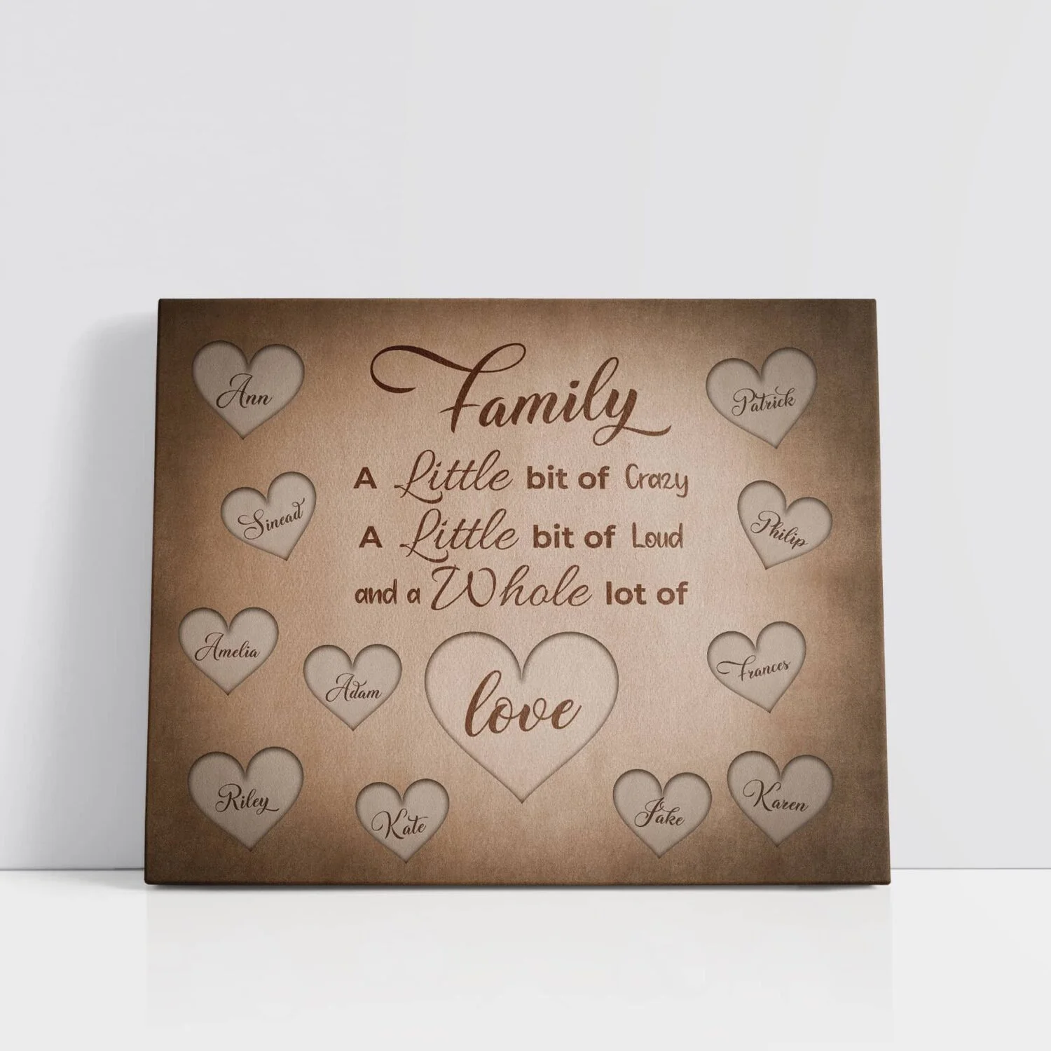 A Whole lot of Love is a personalised family canvas that features each family members name.