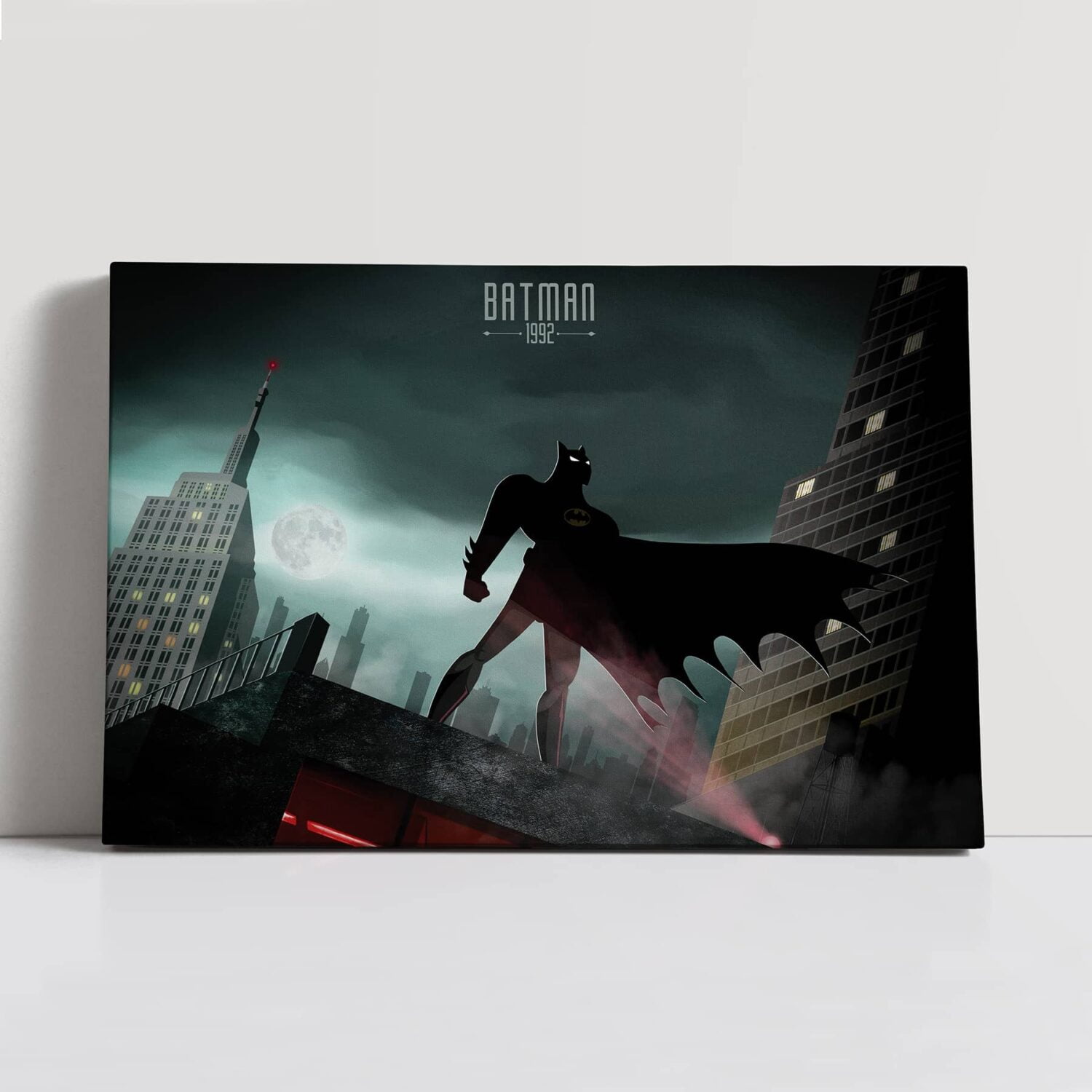 Canvas of Batman from Batman the Animated Series standing on the rooftops