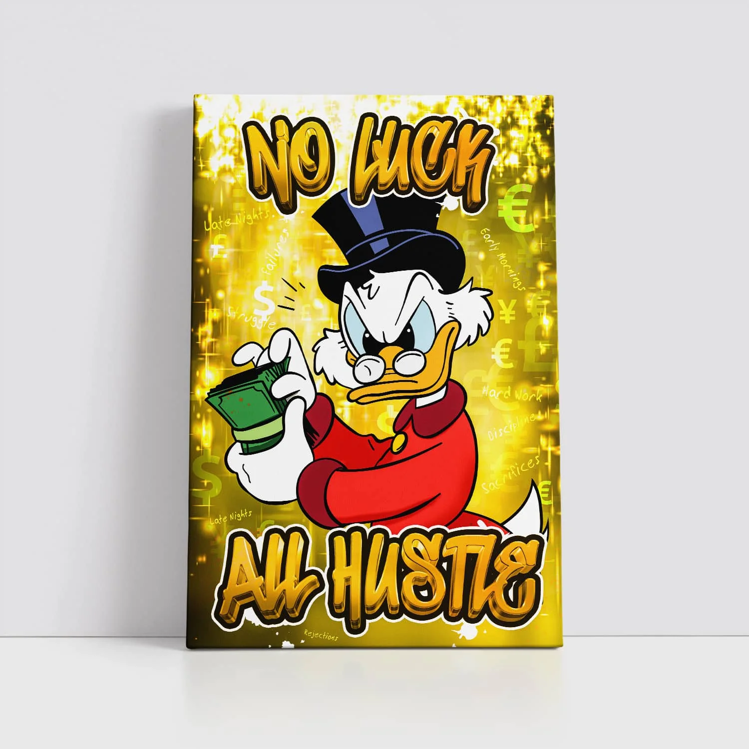 No Luck All Hustle Inspirational Canvas, Printing in County Monaghan, Ireland by Design Gaff