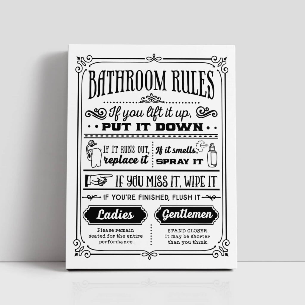 Bathroom Rules Canvas Art