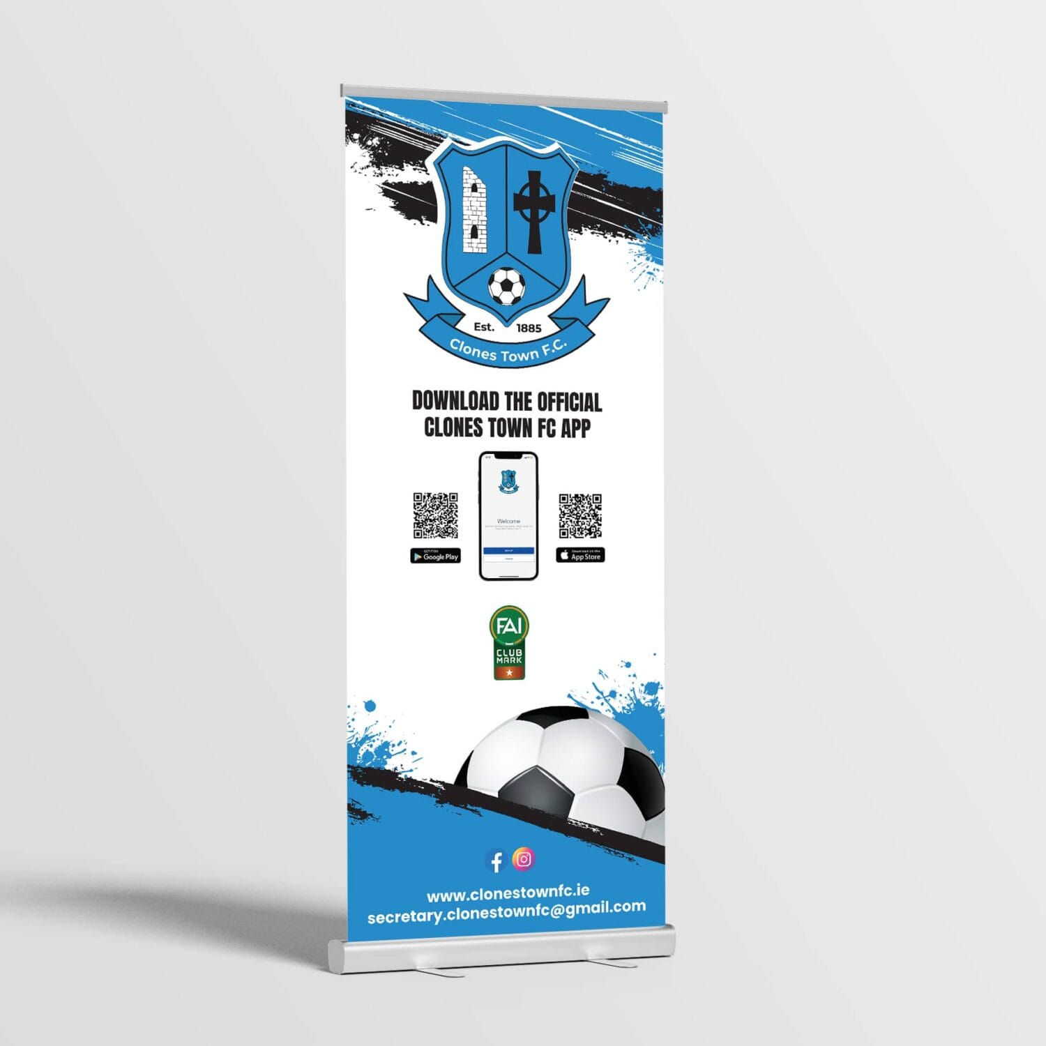 Pull Up Banners for Clones Town FC. Printed in Monaghan, Ireland
