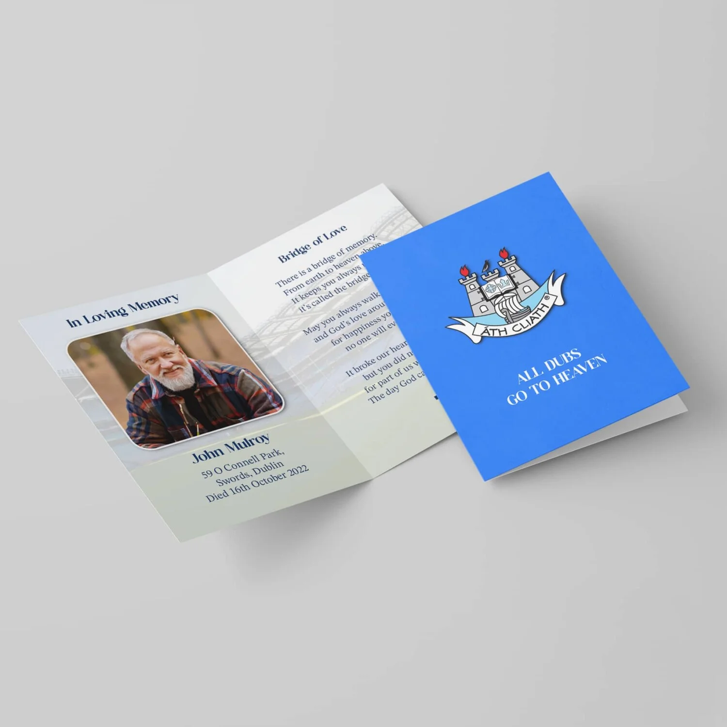 Dublin GAA Memorial Card