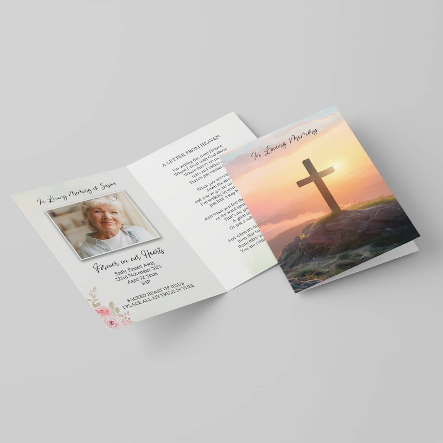 Holy Cross Memorial Card printed by Design Gaff in County Monaghan, Ireland