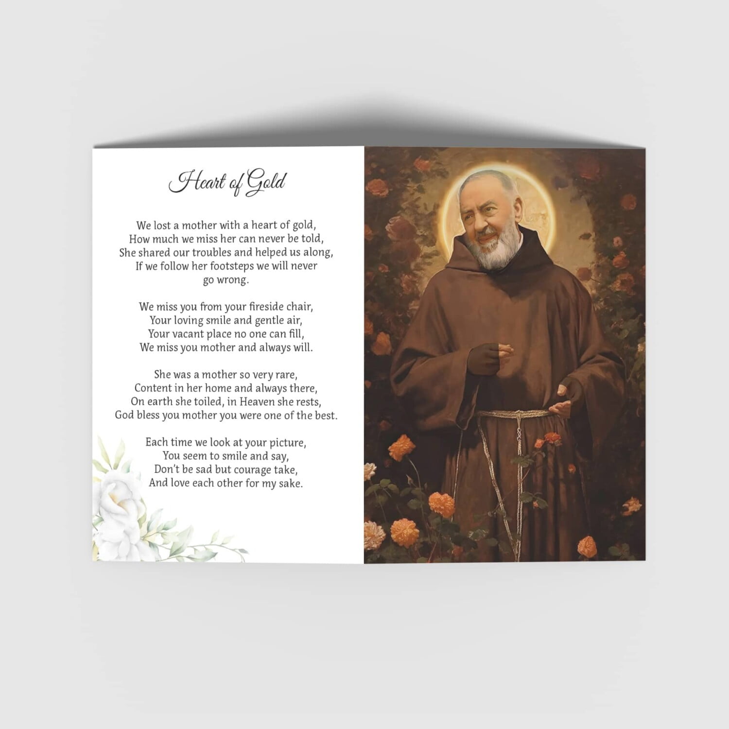 Padre Pio Memorial Card