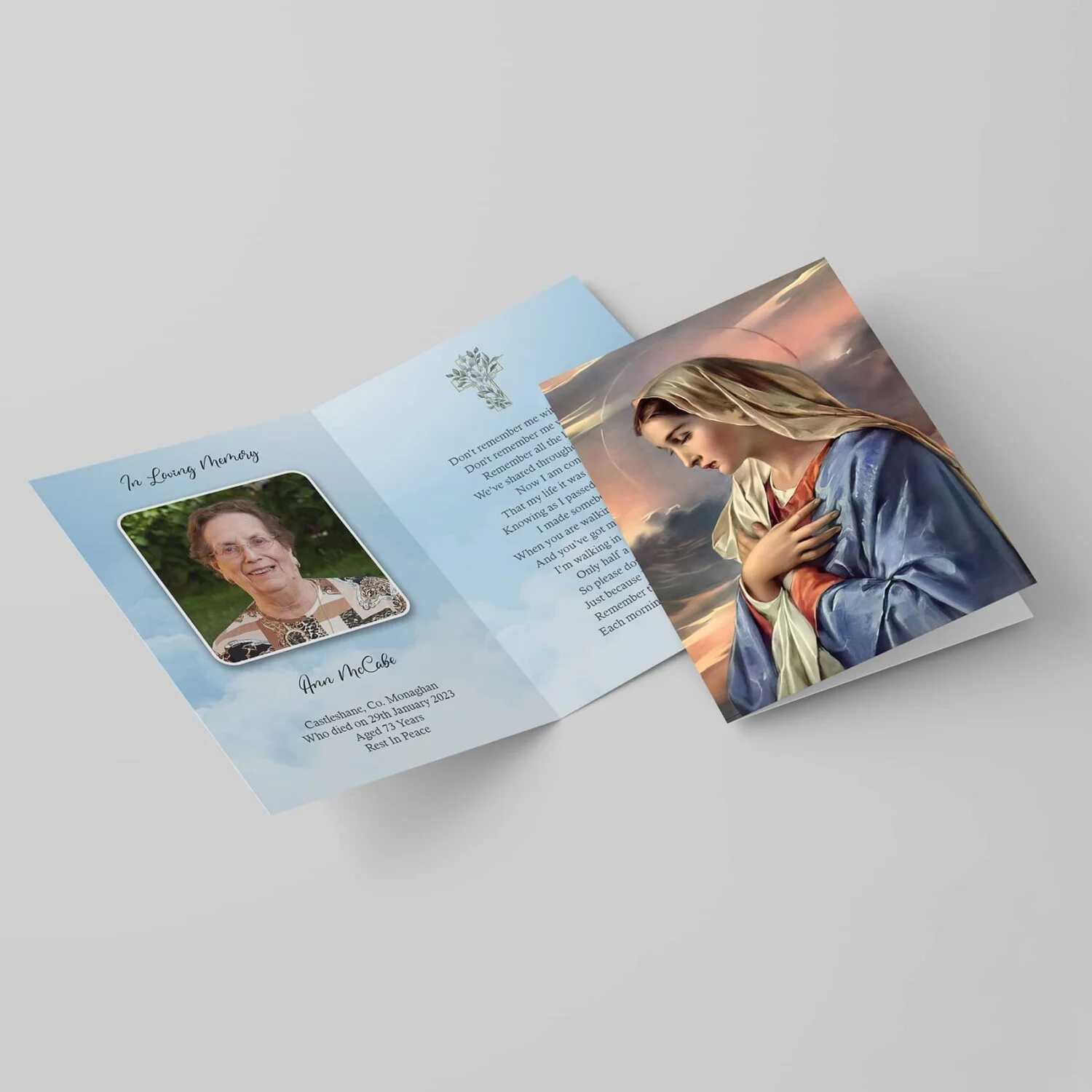 Virgin Mary Memorial Card