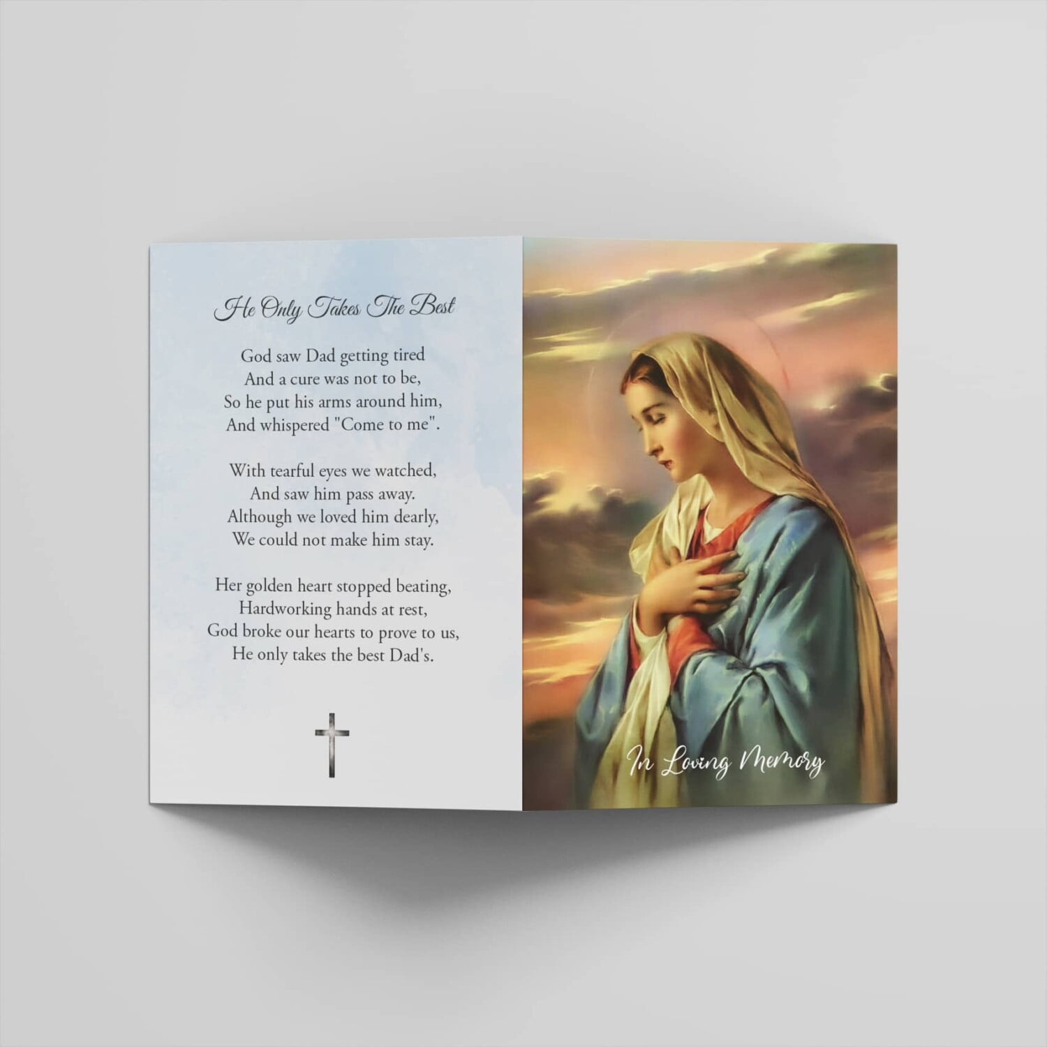 Our Lady Memorial Card, Printed by Design Gaff in Co. Monaghan, Ireland