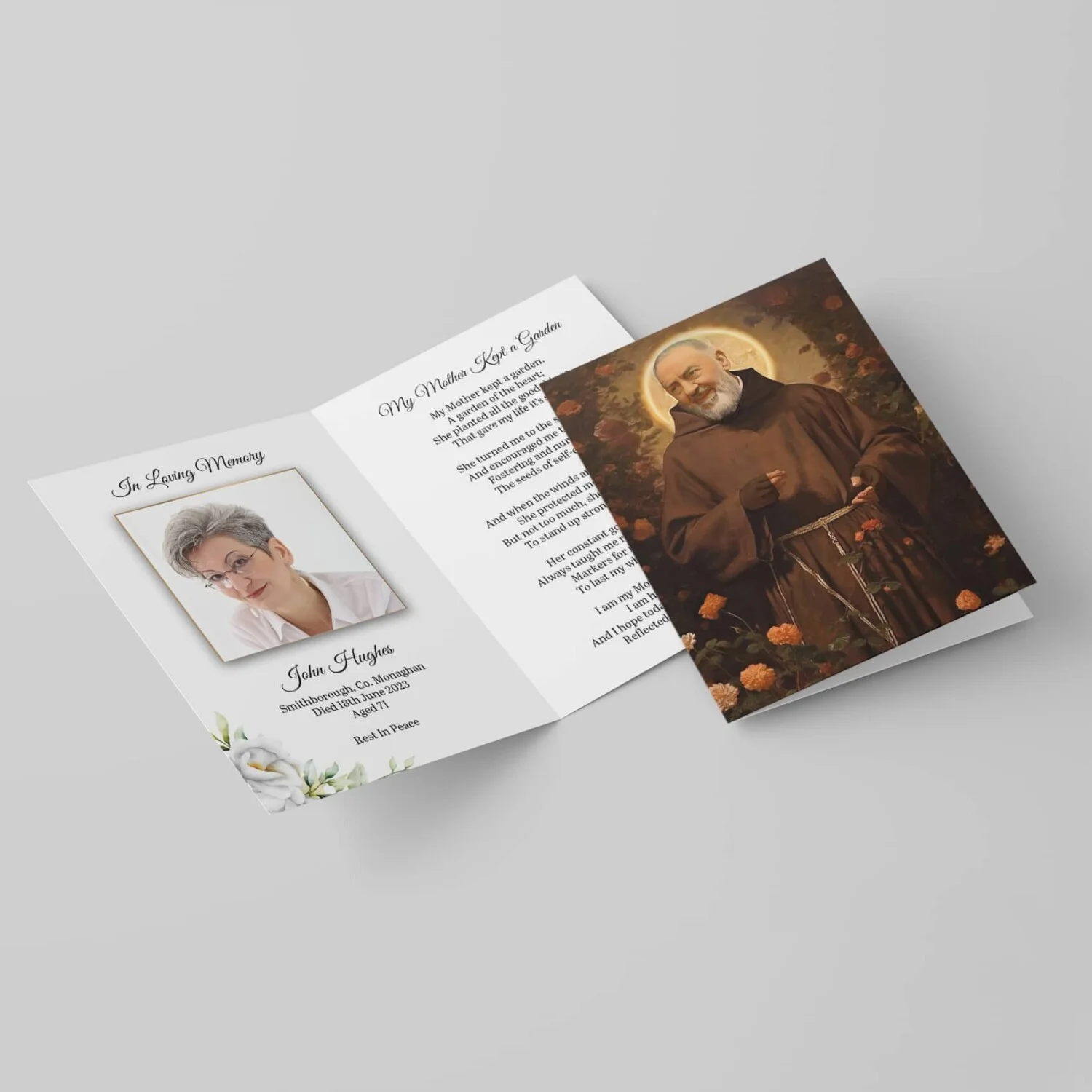 padre pio memorial card