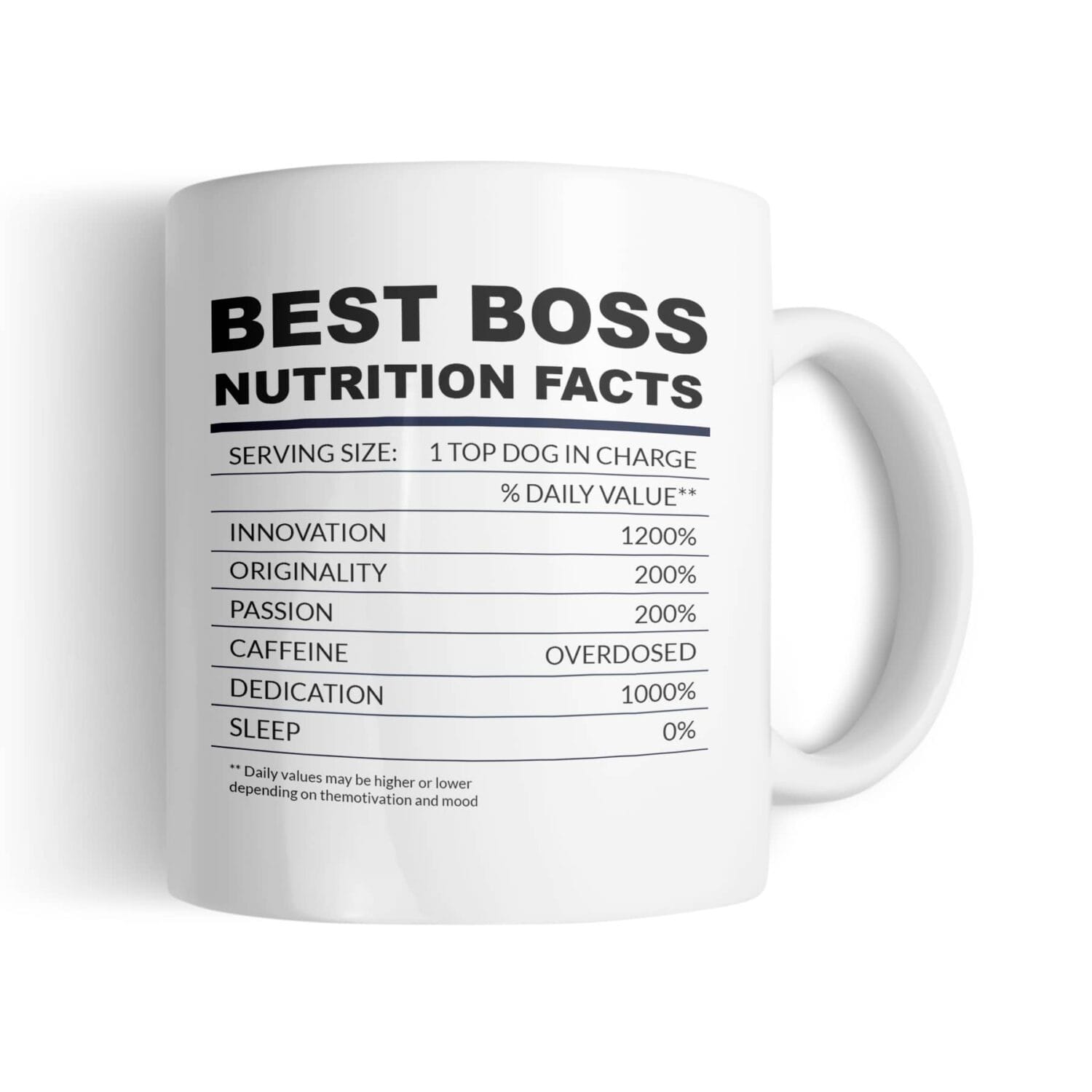 Best Boss Nutritional Facts Mug, Made in Ireland,