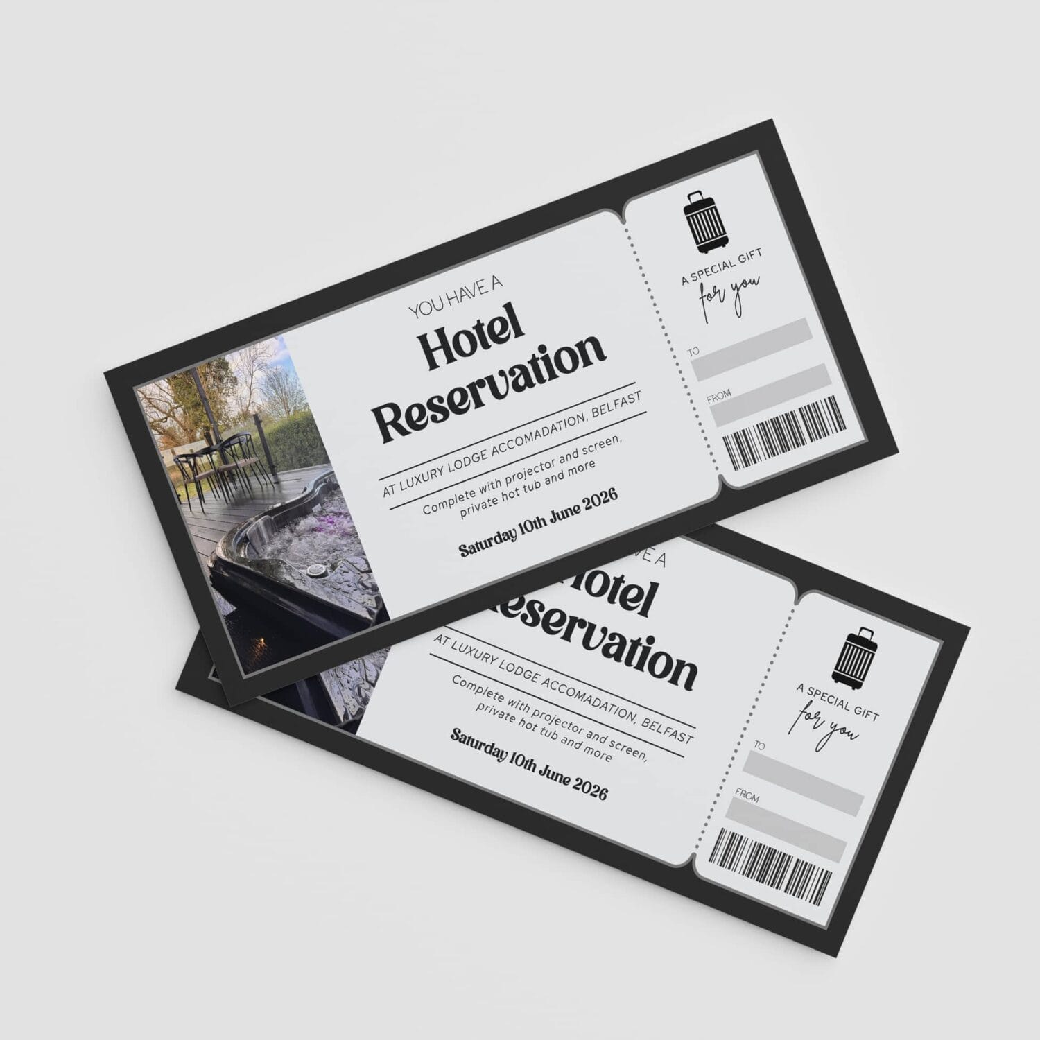 Novelty Hotel Reservation Ticket, Fake Hotel Ticket, Printed in Monaghan, Ireland