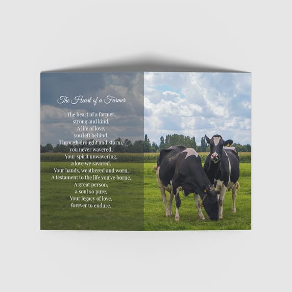 Heart of a Farmer Memorial Card printed by Design Gaff, Co. Monaghan, Rep of Ireland