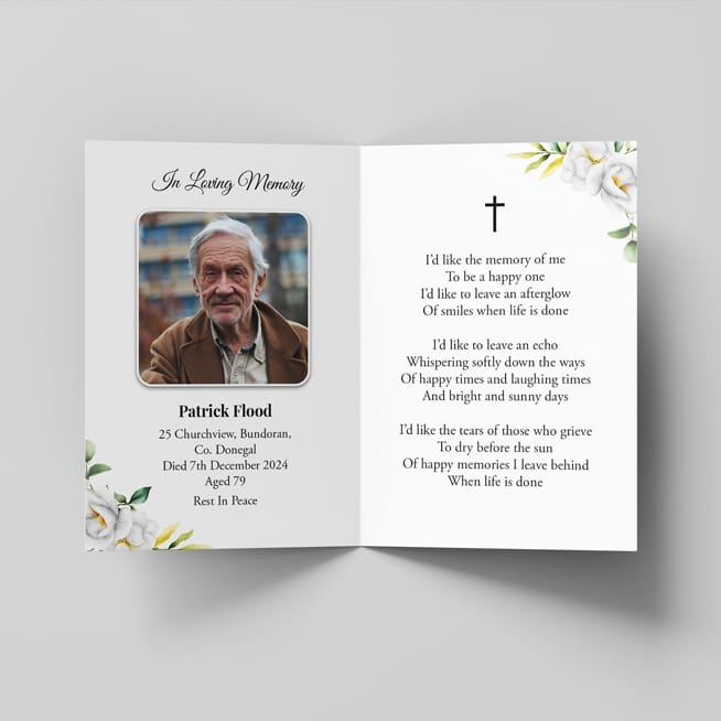 Heart of a Farmer Memorial Card printed by Design Gaff, Co. Monaghan, Ireland