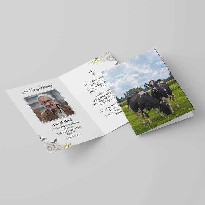 The Heart of a Farmer Memorial Card, printed by Design Gaff, Monaghan, Ireland
